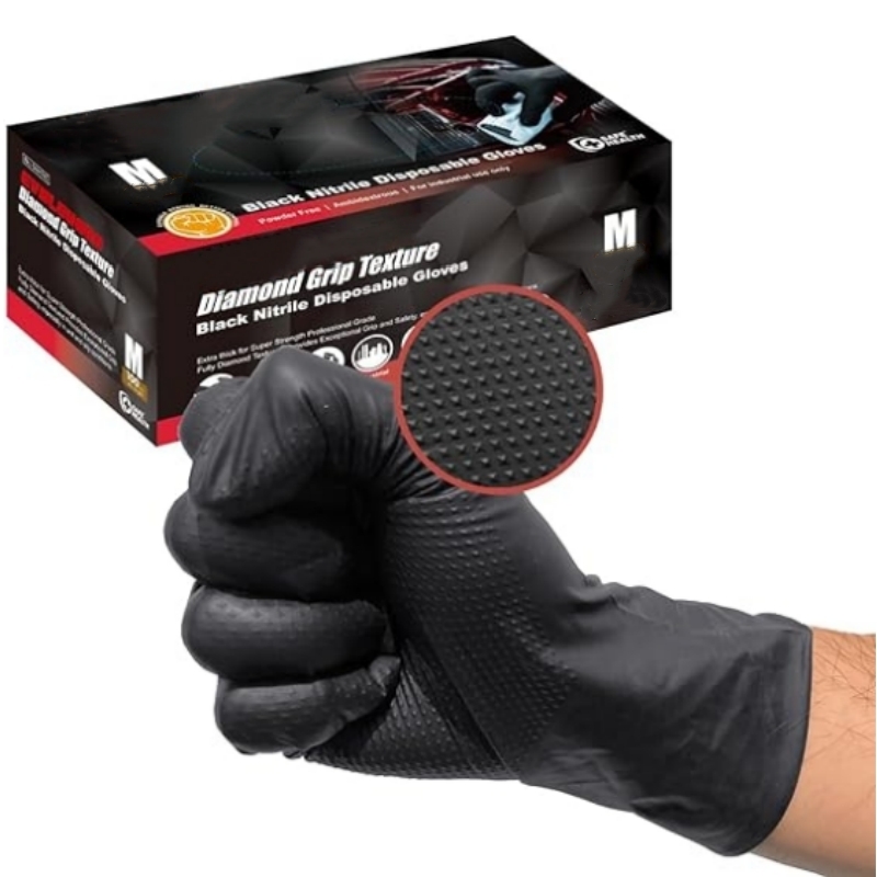Nitrile Mechanic Glove - Guantes de Nitrilo Negros Resistentes de