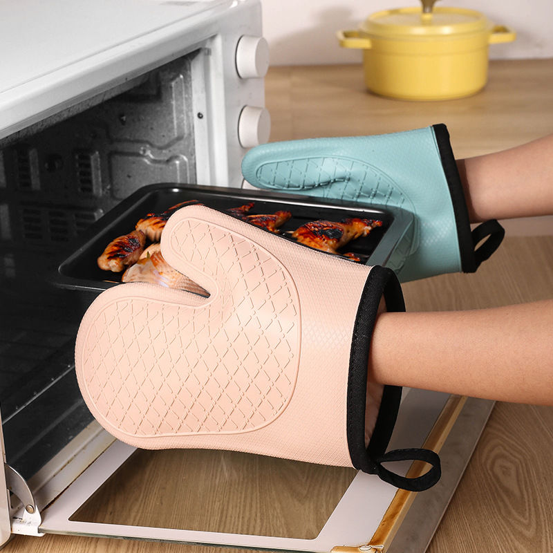 Oven Mitt Silicone - Guantes de aislamiento térmico de 2