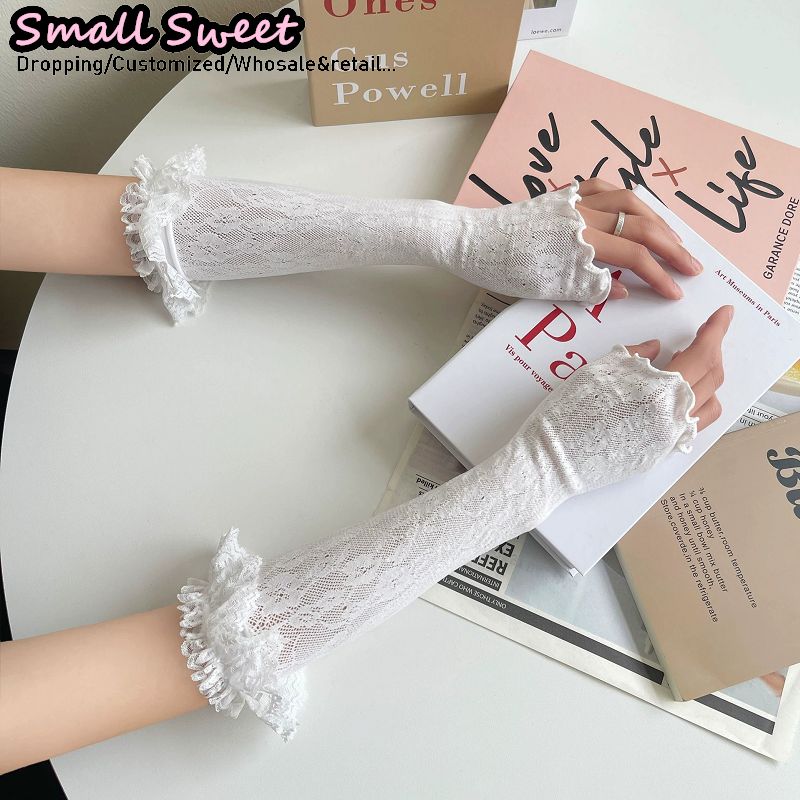 Fingerless Glove Knit - Mangas Blancas de Encaje Estilo Ballet