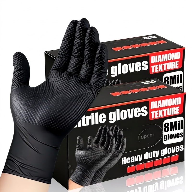 Nitrile Mechanic Glove - Guantes Industriales de Nitrilo Negros Resistentes,