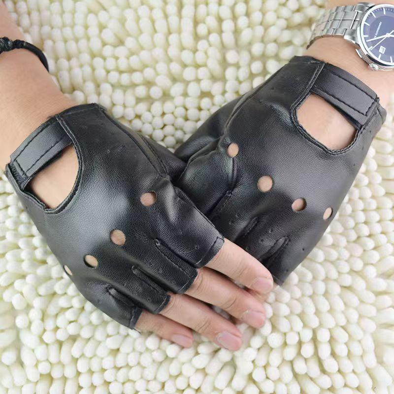 Leather Driving Glove - Guantes de Medio Dedo de Cuero