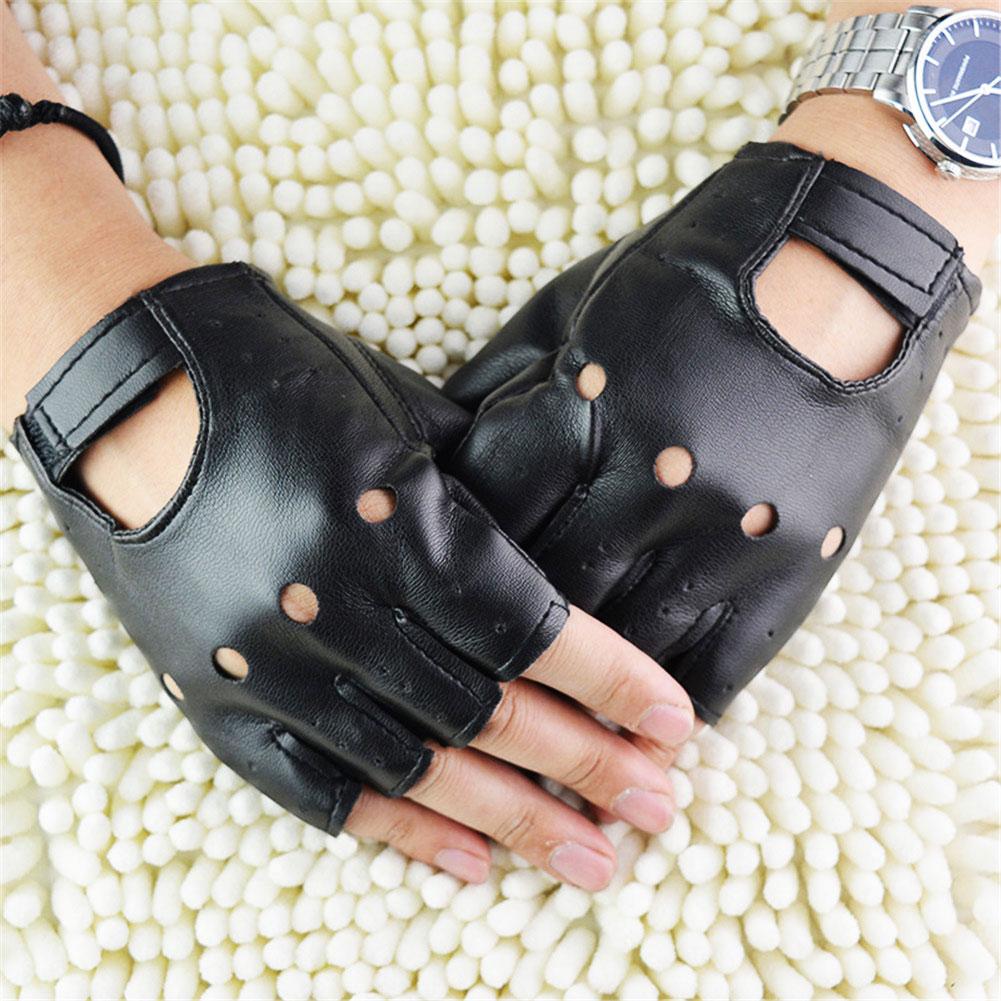 Leather Driving Glove - Guantes Unisex de Medio Dedo, Estilo