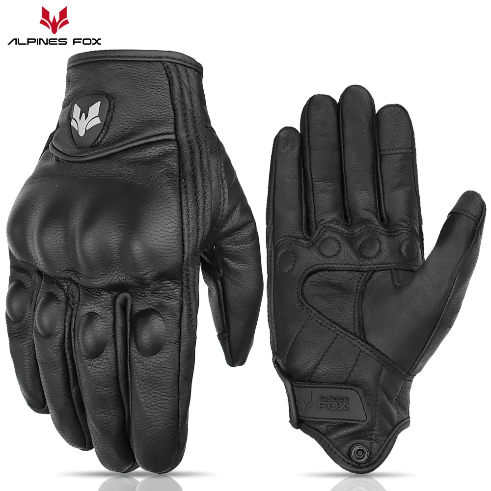 Motorcycle Glove Knuckle - Guantes de moto de cuero vintage