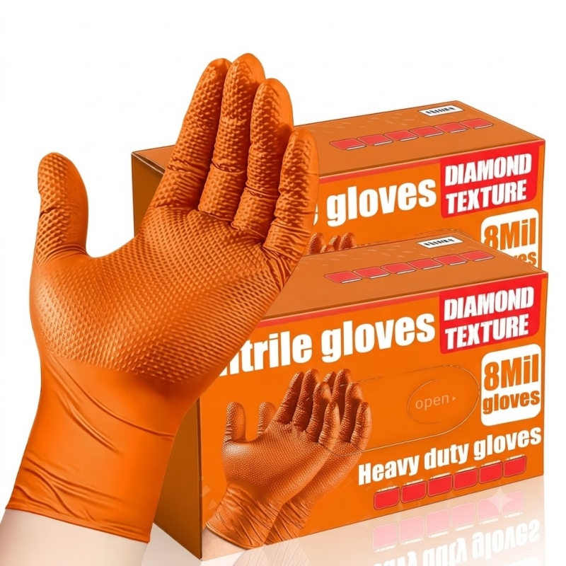 Nitrile Mechanic Glove - Guantes de Nitrilo Naranja Resistentes de