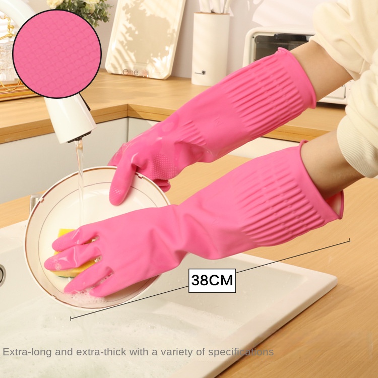 Dish Glove Rubber - Guantes Extra gruesos de goma rosa