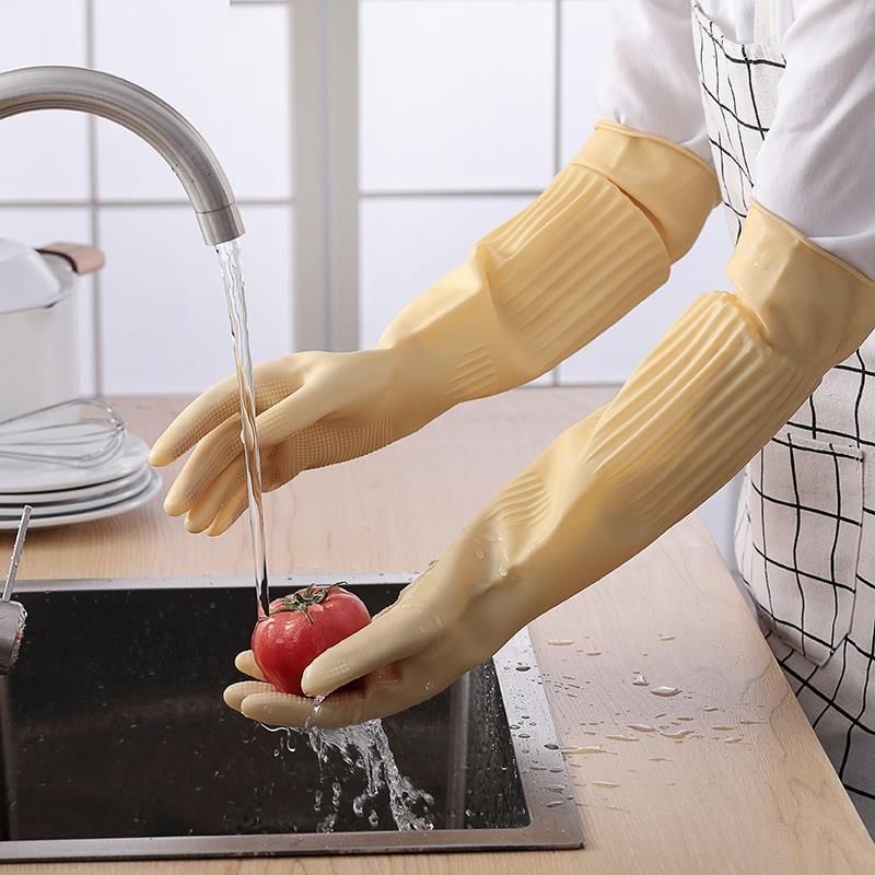 Dish Glove Rubber - Guantes largos de goma reutilizables para