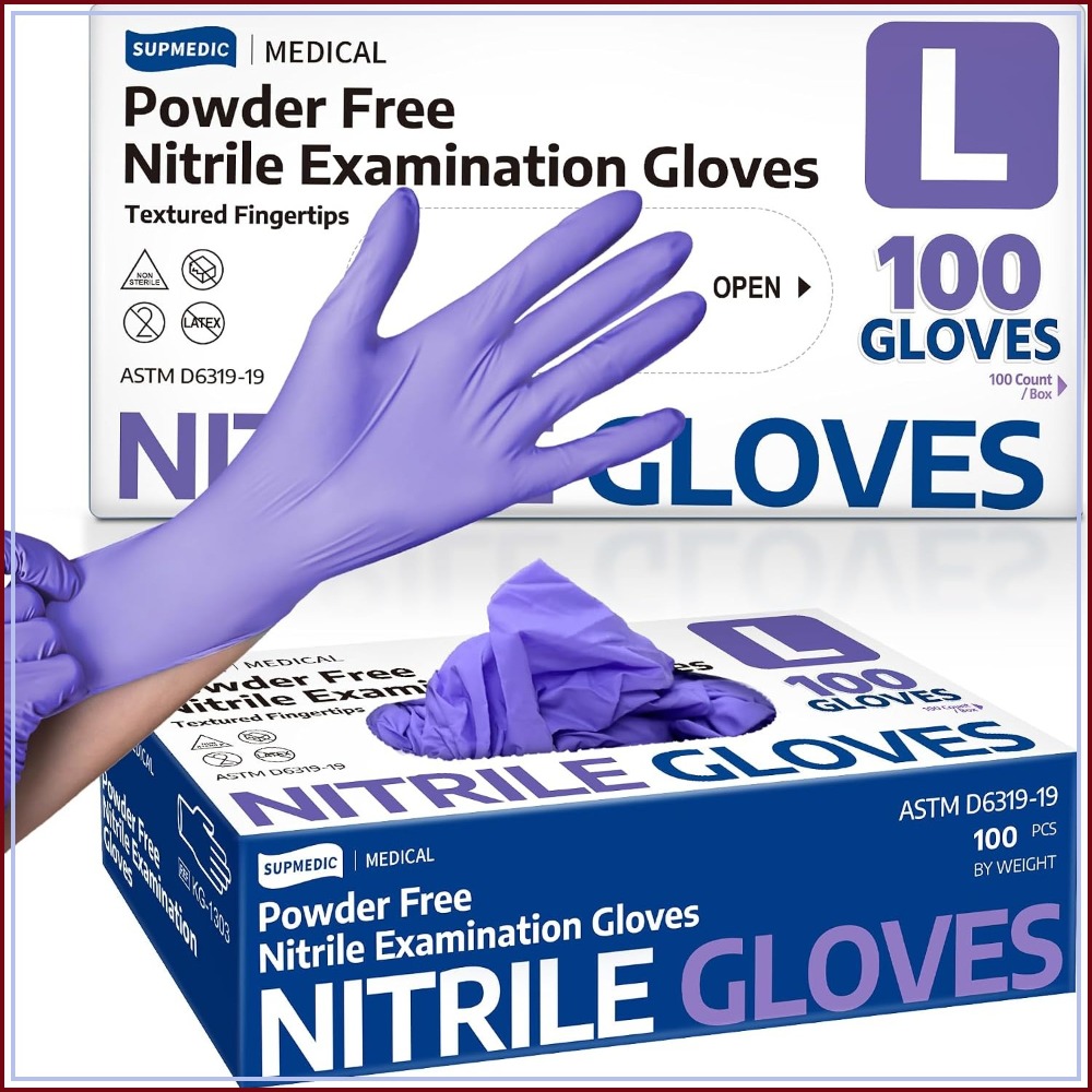 Exam Glove Nitrile - Guantes Desechables de Nitrilo Médico, 100