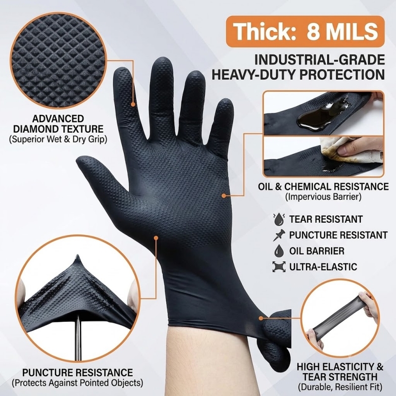 Guantes Industriales de Nitril - Nitrile Mechanic Glove reseña y precio